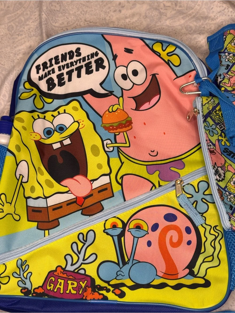 SpongeBob Squarepants 5 piece Backpack Set w/ Bottle, Pouch, Lunch Bag, Clip